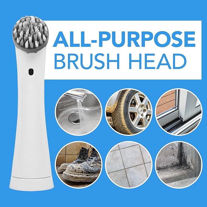 Impresa 3-Pack Grout Cleaner Brush Heads - Compatible with Rubbermaid Reveal Power Scrubber - Grey/White Nylon Replacement Heads - for Electric Spin Scrubber, Shower Cleaner & Scrub Brush