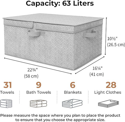 GRANNY SAYS Fabric Storage Bin with Lid, Decorative Storage Box with Label, Extra Large Storage Baskets, Closet Organizer, Memory Keepsake Box, Gray, 1-Pack