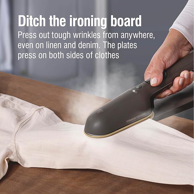 CHI SteamPress 3-in-1 Handheld Garment Steamer & Clamping Steam Iron, No Ironing Board Needed, 200ml Water Tank, 9 Minutes of Steaming, 25 Second Fast Heat-Up, 1500 Watts, 10’ Cord, Black (11600)
