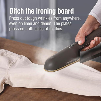 CHI SteamPress 3-in-1 Handheld Garment Steamer & Clamping Steam Iron, No Ironing Board Needed, 200ml Water Tank, 9 Minutes of Steaming, 25 Second Fast Heat-Up, 1500 Watts, 10’ Cord, Black (11600)