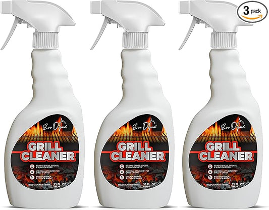 Evo Dyne Grill Cleaner Spray (32 oz), Made in USA - Quickly Cleans BBQ Burnt-on Foods and Grease from Grill Grates - Heavy Duty, Fast-Acting Formula, Less Scrubbing - Food Safe Grill & Oven Degreaser (3-Pack)