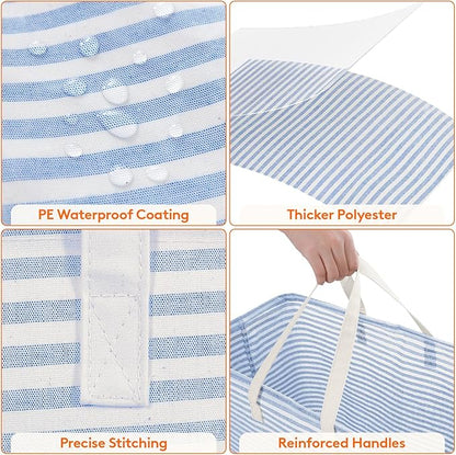 Lifewit 2 Pack Laundry Basket 100L Each, Collapsible Clothes Hamper with Reinforced Handles, Freestanding Waterproof Design for Bedroom and Laundry Room, Pink&Blue 200L Total