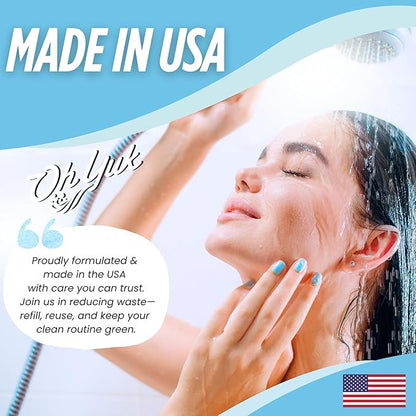 Oh Yuk Daily Shower Cleaner Concentrate – 16 oz Refill Makes 10 Bottles | Prevents Soap Scum & Water Spots | For Glass, Tile, Acrylic, Fiberglass | USA Made, Vegan