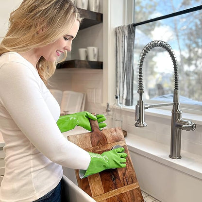 Kitchen-Star Ultimate Rubber Household PVC Gloves with Comfortable Cotton Lining, Anti-Slip surface, Kitchen Dishwashing, Extra Thickness, Kitchen Cleaning, Working, Painting, Pet Care (Medium, Green)