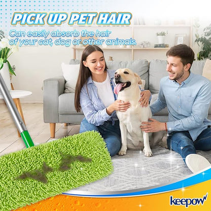 KEEPOW Reusable XL Wet Pads Refills for Swiffer XL Mop Sweeper, X-Large Dry-Sweeping / Wet-Mopping Microfiber Cloths for Surface/Hardwood Floor Cleaning, 2 Pack