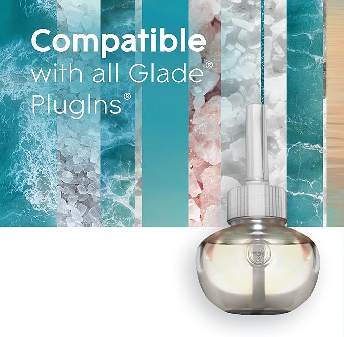 Glade PlugIns Refills Air Freshener, Scented and Essential Oils for Home and Bathroom, Sky & Sea Salt, 1.34 Fl Oz, 2 Count