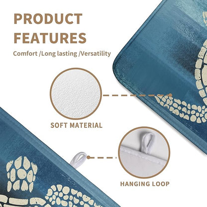 Sea Turtle Dish Drying Mats for Kitchen Counter 18x24 Inch Summer Ocean Animal Microfiber Absorbent Dish Drainer Rack Mats Navy Blue Large Dish Pad with Hanging Loop