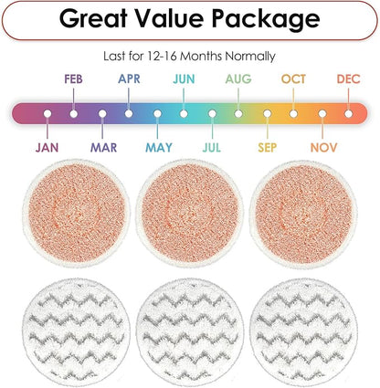 (6 Pack) 3897A Replacement Mop Pads for Bissell SpinWave SmartSteam Scrubbing Steam Mop 3897A 3712C 3712W, Spinning Scrubbing Mop Pads, Heavy Duty Scrubby Mop Pad 6 Pieces