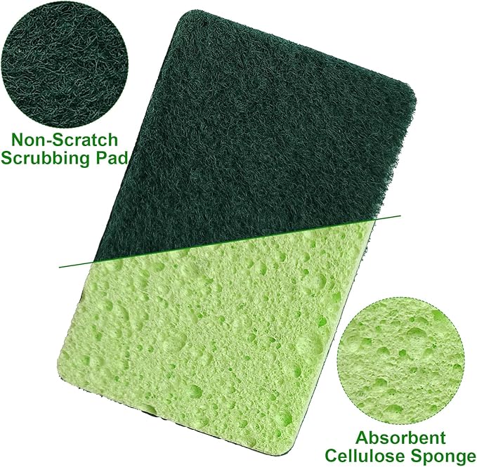 12 Pack Non-Scratch Dish Sponges and 12 Pack Wire Dishwashing Rags Set, Gentle Scrub Sponges and Reusable Non-Scratch Wire Dishcloth for Kitchen, Bathroom, and Household Cleaning