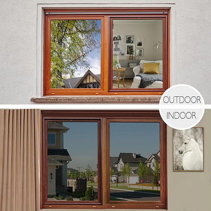 HIDBEA One Way Privacy Window Film, Daytime Mirror Reflective Heat Control UV Sun Blocking Non-Adhesive Static Cling Window Tint for Home and Office (Black-Silver, 23.6 Inch × 6.5 Feet)