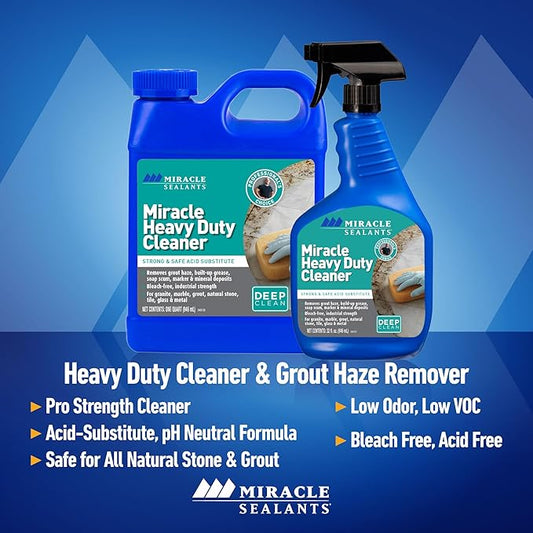 Miracle Sealants Miracle Heavy Duty Non-Acidic Cleaner, Tile & Stone Cleaner & Grout Haze Remover, Quart