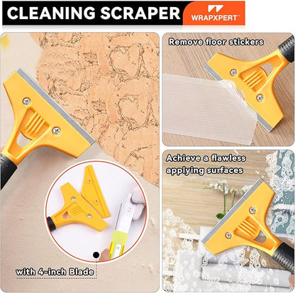 WRAPXPERT Peel and Stick Wallpaper Tools,Wallpaper Smoothing Tool Kit with Smoother,Edge Guider,Paste Brush for Backsplash Tile,Contact Paper