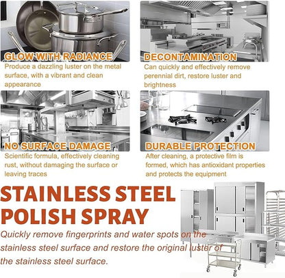 Kitchen Heavy Duty Cleaner Spray, 2025 Stainless Steel Cleaner, Kitchen Cookware Oil Stains, Black Dirt On the Bottom of Pots, Rust Removal and Anti-rust Cleaner