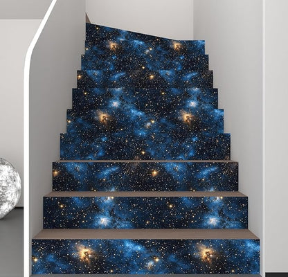 Laatse Blue Starry Peel and Stick Removable Black Sky Contact Paper 17.5" x 118", Gold Star Modern Wallpaper Mural Waterproof Self Adhesive for Wall Bedroom Bathroom Kitchen Cabinet Room Decor