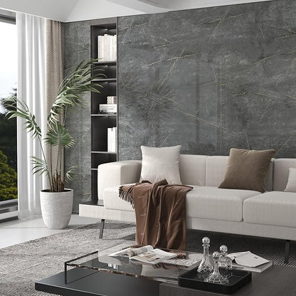 JSEVEM 16"×118" Darker Cyan Gold Pattern Marble Wallpaper Peel and Stick Waterproof Faux Glossy Textured Dark Grey Marble Contact Paper Vinyl Kitchen Granite Wall Stickers for Bedroom Bathroom Walls