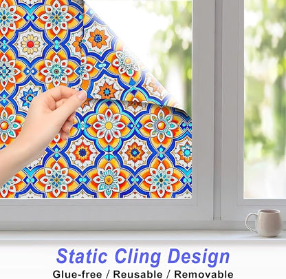 Frosted Glass Window Film, Heat Insulation, UV Block, Anti-Glare, One Way Privacy Tint, Static Cling for Home Bathroom Door, Renter Friendly, Day & Night Privacy
