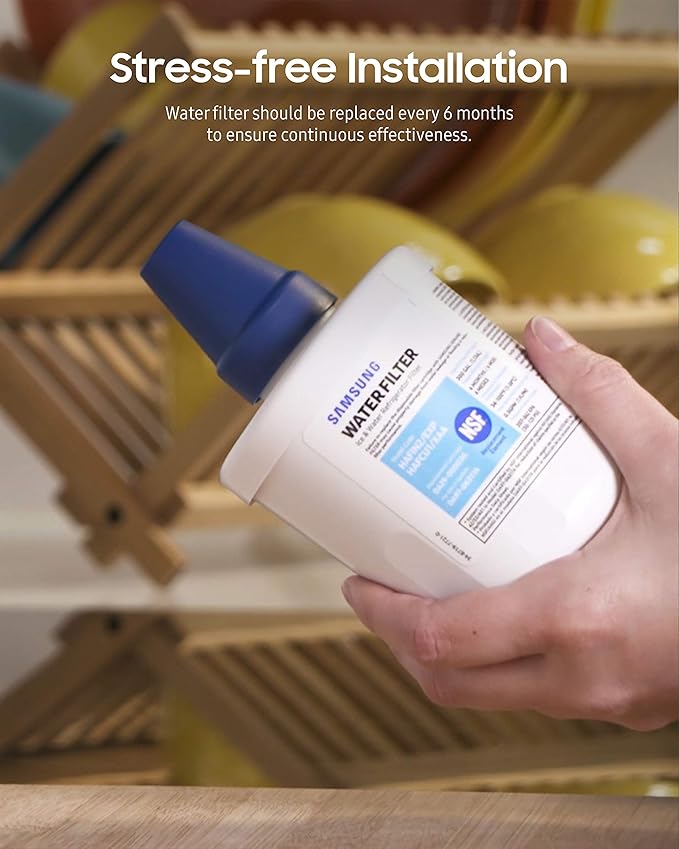 Samsung HAFCU1/XAA Genuine Refrigerator Water Filter, Reduces 99% of Harmful Contaminants for Clean, Clear Drinking Water, 6-Month Life, Easy Install, Pack of 1