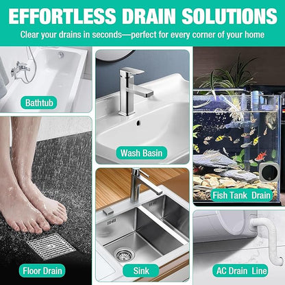 Rotating Handle Drain Snake - 40 Inch Steel Wire Hair Drain Clog Remover, Heavy Duty Flexible Plumbing Snake for Shower, Sink, Toilet, Bathroom & Kitchen Drain Cleaner Tool(6PCS)