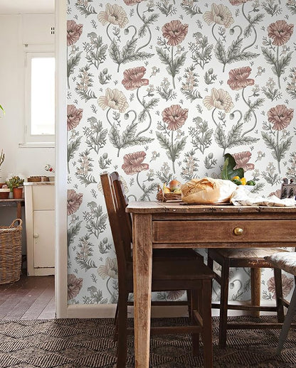 Timeet Floral Peel and Stick Wallpaper Self Adhesive Removable Wallpaper 16"x78.7" Wall Mural for Bedroom Bathroom Wall Decor
