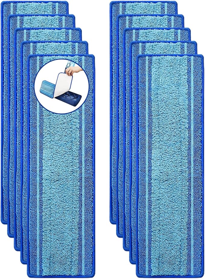 10 Pack Microfiber Cleaning Pads for Bona Family of Mops,Washable & Reusable Mop Pads Refill Replacement Safe for Hardwood and Multi-Surfac Floors Have Super-Absorbent