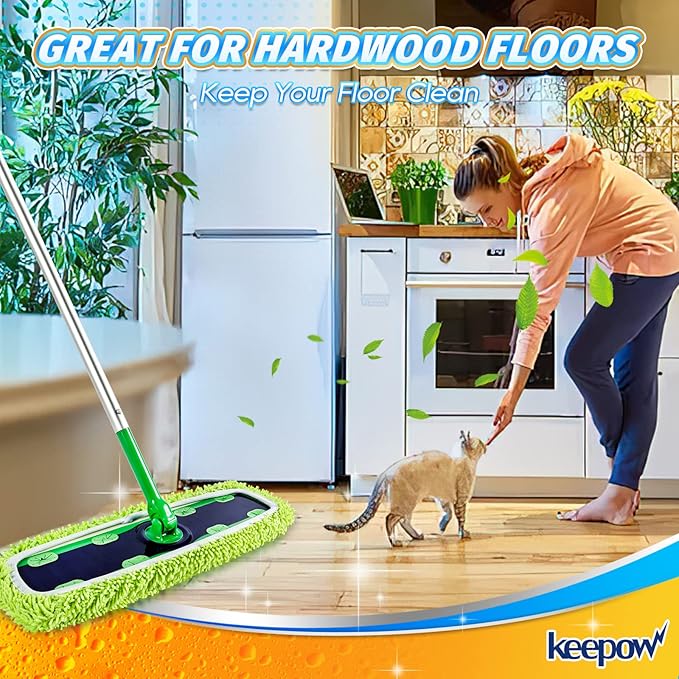 KEEPOW XL Dry Sweeping/Wet Mopping Cloths for Swiffer XL Sweeper, Reusable & Washable Microfiber Mop Pad Refills for Surface/Hardwood Floor Cleaning, 6 Pack