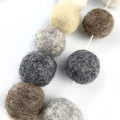 Garland Weathered Naturals Wool Felt Balls (50) Pom Poms in Neutral Earth Tones Including Grays and Browns for Decor .8 - 1 Inch Size | Hand Felted in Nepal from 100% NZ Wool | Bag Included