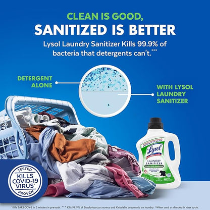 Lysol Tough Odor Eliminator Laundry Sanitizer Additive, Sanitizing Liquid for Gym Clothes and Activewear, 0% Bleach, Eliminates Odor Causing Bacteria, 90oz