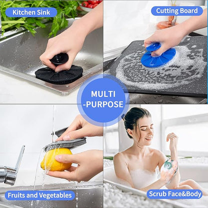Silicone Sponge, BEAUTAIL Non-Scratch Scrub Sponges for Washing Dishes, Kitchen Fruit Vegetable Cleaning Brush, Long Lasting and Reusable Dishwashing Scrubber, Suction Up Hang Designed, 1 Pack, Blue