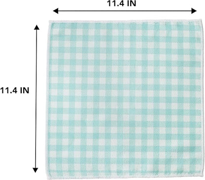 Martha Stewart Microfiber Cleaning Cloths, Ultra-Absorbent, Lint-Free Cleaning Towels for Home & Kitchen, Teal Gingham, 11 Inches, 24 Count