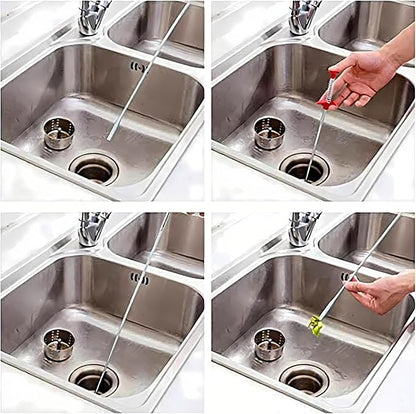 Flexible Drain Clog Remover Tool, Extra Long Plumbing Snake Hair Catcher with 4-Prong Grabber Claw, Heavy-Duty Spring Reacher for Kitchen Sink, Bathroom Tub, Sewer & Dropped Items (24 inch)
