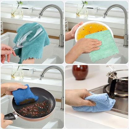 AIDEA Kitchen Towels, 20 Pack Absorbent Dish Towels, Coral Fleece Reusable Dish Cloths, Microfiber Cleaning Cloths, 11" x11"