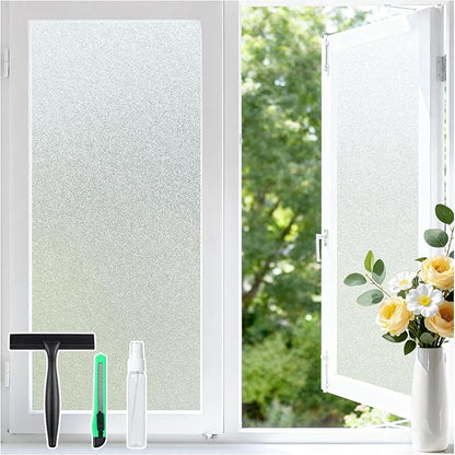 Haton Window Privacy Film Frosted Glass Film for Door Bathroom Shower, Peel & Stick, Day & Night, Papel para Ventanas Privacidad, Covering Sticker Removable Decorative Translucent Pure 23.6" x 157.4"