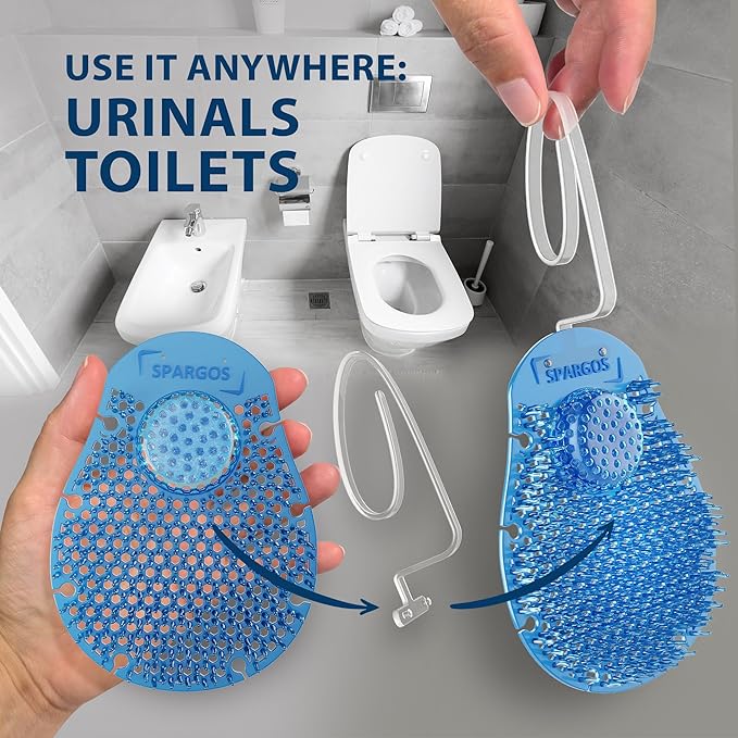 12-Pack Rim Hanger Toilet Bowl Cleaner & Urinal Screen All-in-One | Ocean Breeze Splash Guard | Each Lasts 7 Days (5-Month Supply) | Commercial & Home Deodorizer | Gloves Included