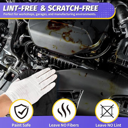 HOMERHYME Microfiber Cleaning Cloth, 100 Pack Black Cleaning Rags Microfiber Towel Bulk Absorbent Lint-Free Wash Cloths, All-Purpose Towels for Cars, Shop, Automotive, Garage, Home & Kitchen