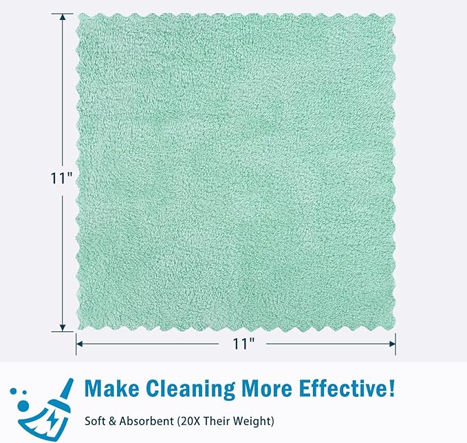 AIDEA Kitchen Towels, 20 Pack Absorbent Dish Towels, Coral Fleece Reusable Dish Cloths, Microfiber Cleaning Cloths, 11" x11"