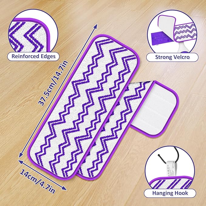 Reusable Mop Refills Pads for Swiffer PowerMop - 7 Pack Microfiber Wet Pads 15" Washable Mopping Cloths for Multi-Surface & All Types of Floors, White