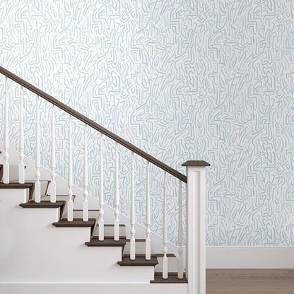 Ismoon 17.3"x 393"Blue and White Wall Paper Peel and Stick Modern Blue Striped Wallpaper Removable Self-Adhesive Neutral Wallpaper Contact Paper for Cabinets and Drawers Vinyl Roll