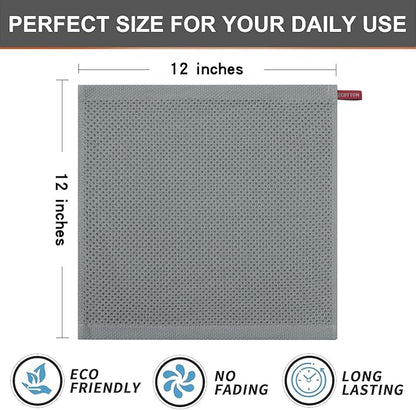 Kitinjoy 100% Cotton Kitchen Dish Cloths (12 X 12 Inches, Grey), 6 Pack Waffle Weave Ultra Soft Absorbent Dish Towels for Drying Dishes Quick Drying Kitchen Towels Dish Rags