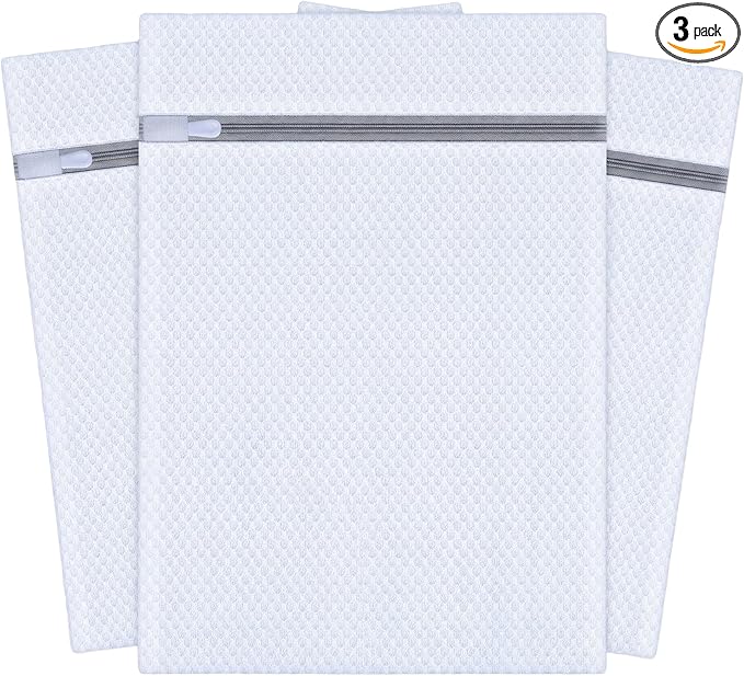 Mesh Laundry Bags for Delicates 3 Pack 12 x 16 Inches, Laundry Bags for Bras Lingerie Underwear, Honeycomb Wash Bags with Zipper Cover for Washing Machine