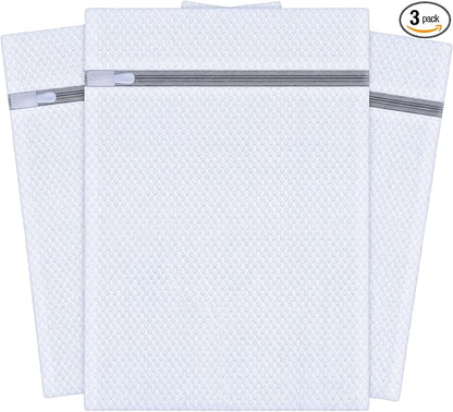 Mesh Laundry Bags for Delicates 3 Pack 12 x 16 Inches, Laundry Bags for Bras Lingerie Underwear, Honeycomb Wash Bags with Zipper Cover for Washing Machine