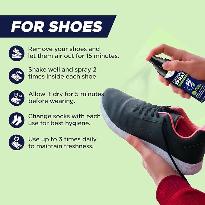Tea Tree Foot Odor Spray - Mint Blast Shoe Deodorizer for Smelly Feet, Athletes Foot Spray Odor Eliminator No More Smelly Shoes or Stinky Feet | Removes, Controls & Prevents Odors - 120ml Made in USA