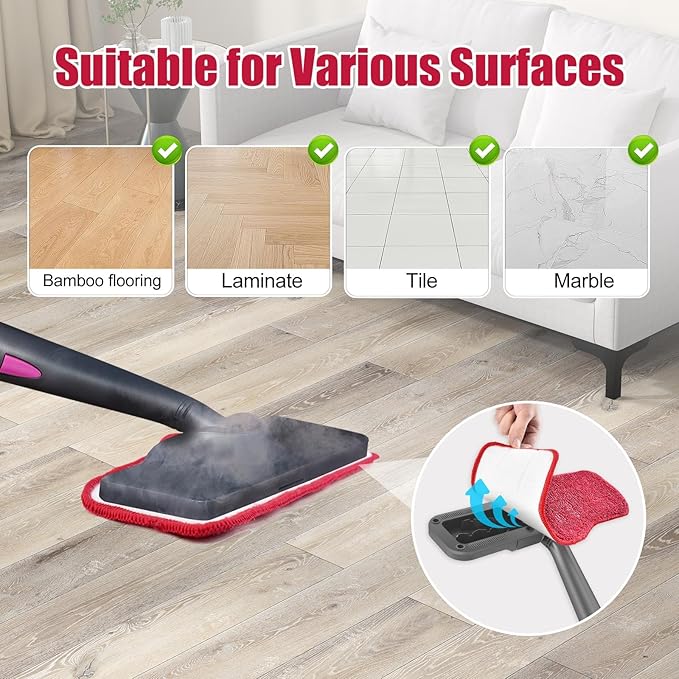 Yuunaie Steam Mop Pads for Schenley, 6-Pack Microfiber Pads for Schenley Steam Mop 7 in 1, Machine Washable Reusable Replacement Mop Pads Compatible with Schenley Steam Mop Cleaner