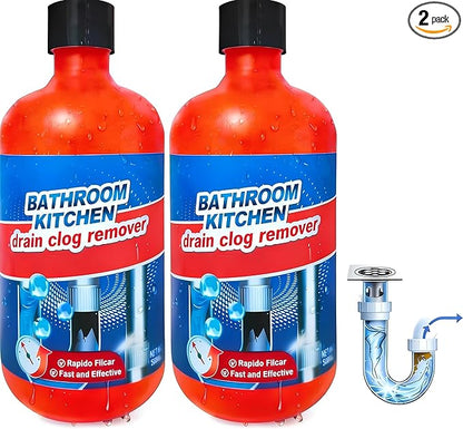 Drain Clog Remover, Drain Clog Dissolver, Opener-Cleaner, Toilet Clog Remover-Professional Strength Liquid Pipe Build Up Remover (2 pcs)