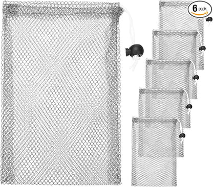 6 x 8 in Small Mesh Laundry Bags with Drawstring [6PCS] - Durable Mesh Bags with Cord Lock for Laundry & Soap &Small Balls - [Gray]