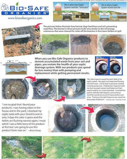 Drainfix & Septic Restorer 32 Oz Septic Tank Treatment | Drainfield Treatment | Septic Safe Drain Cleaner | Enzyme Drain Cleaner | Septic Cleaner | Exxon Valdez Patented - 3 Pack
