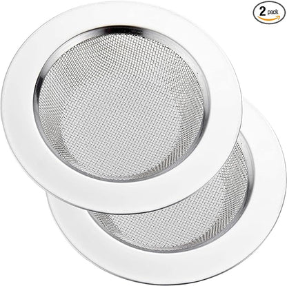 LASSHSWA 2 PCS Kitchen Sink Strainer Stainless Steel, Kitchen Sink Drain Strainer， Sink Strainers with Large Wide Rim 4.5" Diameter for Kitchen Sinks