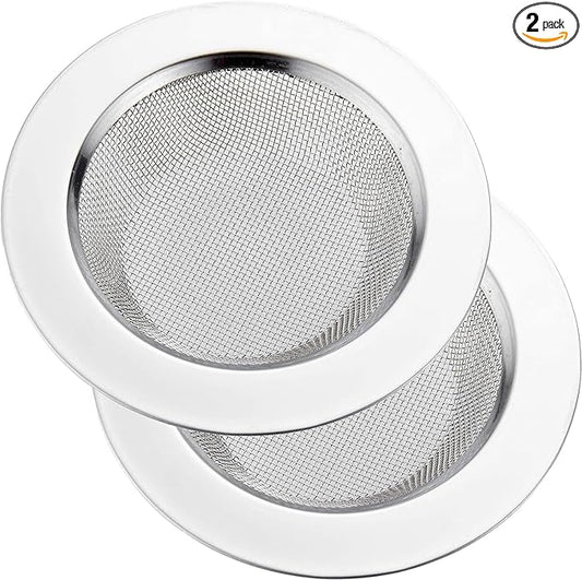 LASSHSWA 2 PCS Kitchen Sink Strainer Stainless Steel, Kitchen Sink Drain Strainer， Sink Strainers with Large Wide Rim 4.5" Diameter for Kitchen Sinks
