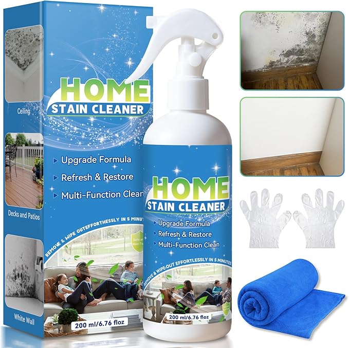 Multipurpose Wall Cleaner Spray – Mold Stain Cleaner for Home Surfaces – Bathrooms, Kitchens, Showers, Basements & Outdoor Areas – Multipurpose Remover for Dirt, Dust, Odor, Oil & Grease