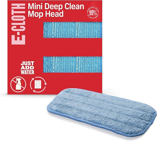 E-Cloth Mini Deep Clean Mop Head, Microfiber Mop Head Replacement for Floor Cleaning, Great for Hardwood, Laminate, Tile and Stone Flooring, Washable and Reusable, 100 Wash Guarantee, 1 Count