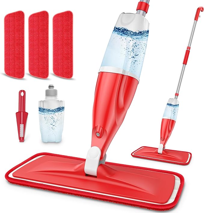 Spray Mops for Floor Cleaning: EXEGO Wet Mop with 3 Washable Microfiber Pads for Swiffer Powermop - Floor Flat Mop Dust Dry Nops for Hardwood Tile Wood Laminate Vinyl Marble - Home Commercial Mop